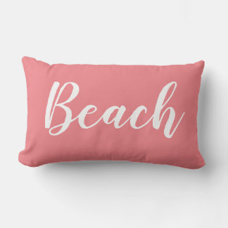 Beach Script White Throw Pillow