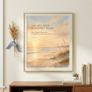 Beach Scripture of Isaiah 26:3 Perfect Peace Faith Poster