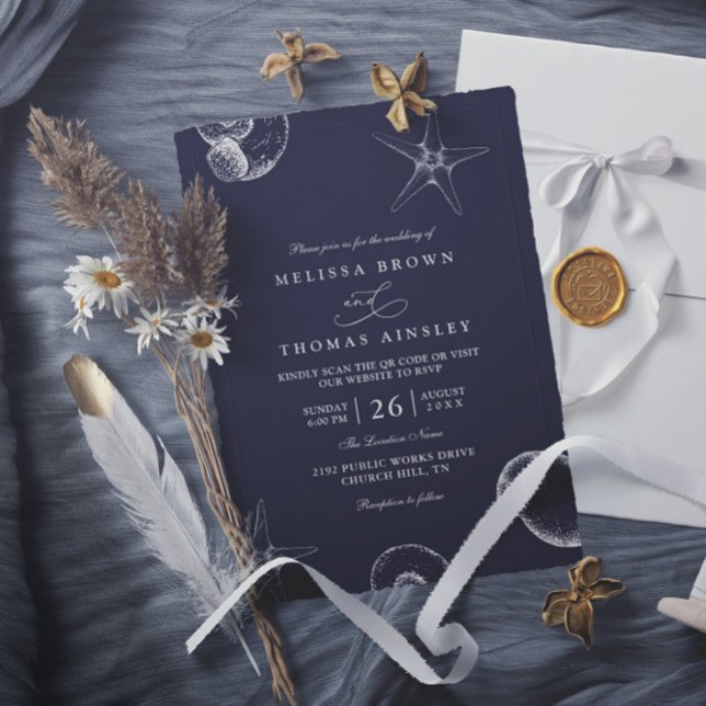Beach Sea Beyond the Reef QR Code Wedding Invitation (Creator Uploaded)