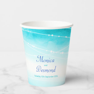 Beach sea blue abstract wash custom wedding cups