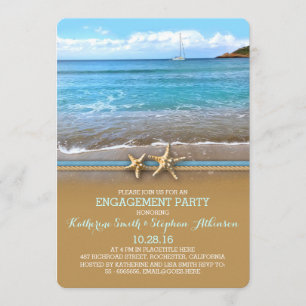 Beach sea engagement party invitations