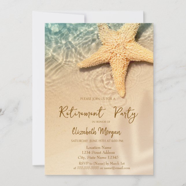 Beach Sea fish  Retirement  Invitation (Front)
