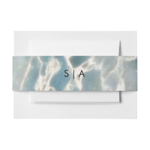 Beach Sea Glass Ocean Blues Aqua Wedding Monogram Invitation Belly Band