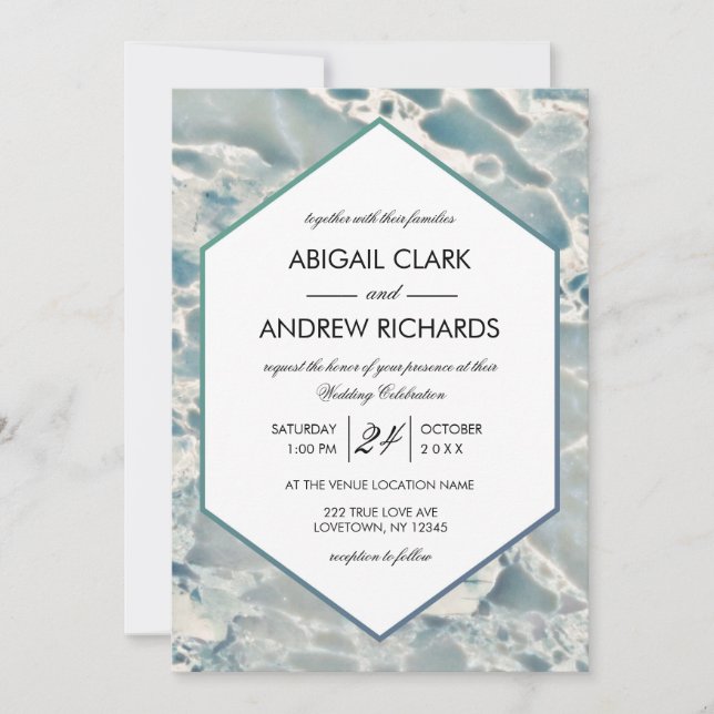 Beach Sea Glass Ocean Blues Wedding Invitation (Front)