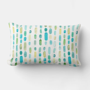Beach Sea Glass Watercolor Lumbar Cushion