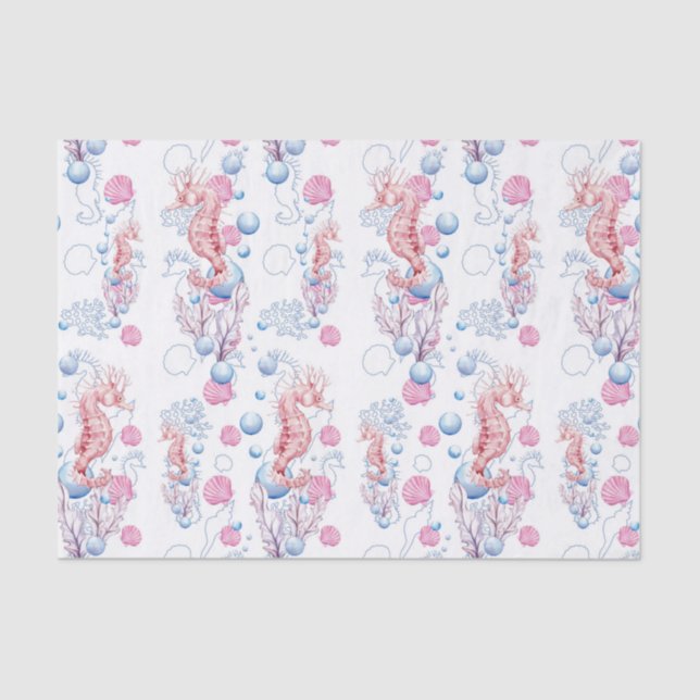 Beach sea horse and bubble pattern party tissue paper (Front)