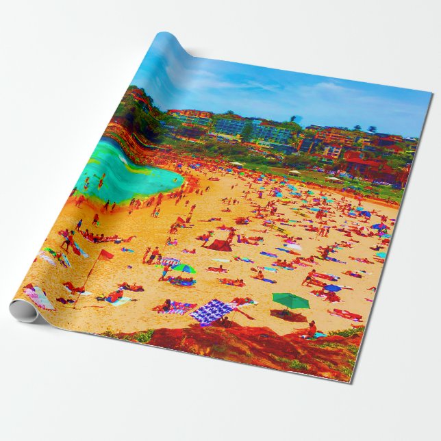 Beach Sea Life Colourful Wrapping Paper (Unrolled)