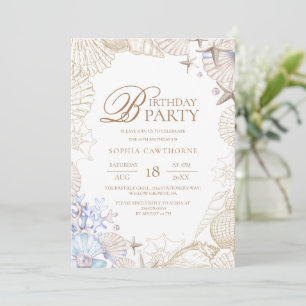 Beach Sea Shell 16th Birthday Party  Invitation