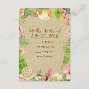Beach Sea Shell Floral Wedding RSVP cards