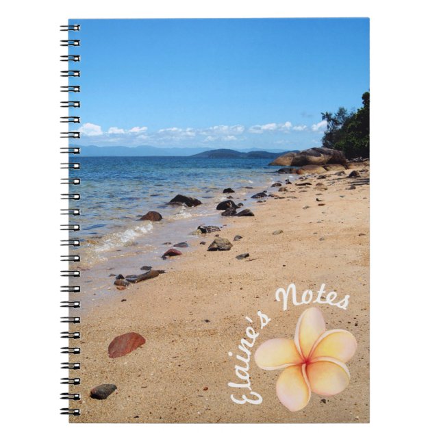 Beach Sea Shells Frangipani Name Spiral Note Book (Front)
