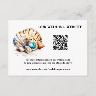 Beach sea shells nautical online QR code rsvp Enclosure Card