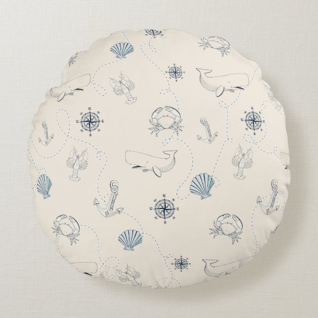 Beach Sea Shells Round Cushion (Front)