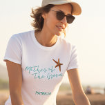 Beach sea starfish wedding mother of the groom T-Shirt<br><div class="desc">Starfish mother of the groom sea / beach / destination wedding t-shirt with aqua blue calligraphy script and editable text. Personalise it with his mother's name.</div>