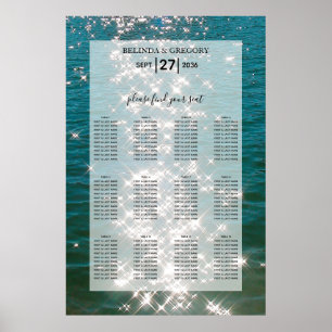 Beach Sea Water Sparkles Wedding Seating Chart