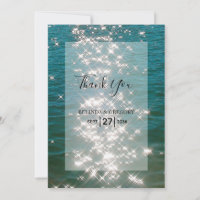 Beach Sea Water Sparkles Wedding Thank You Card