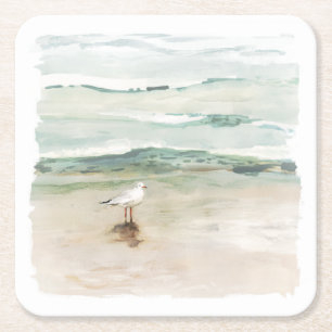 Beach Seagull Cove Square Paper Coaster