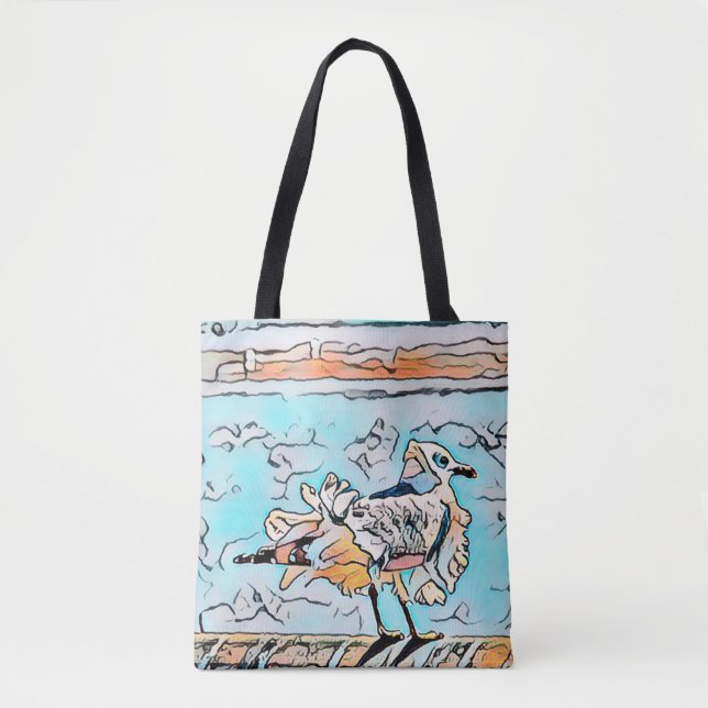 Beach Seagull Cute Cartoon Art  Tote Bag (Front)