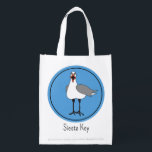 Beach Seagull Reusable Grocery Bag<br><div class="desc">The ever present seagull!  This reusable bag is wonderful for putting a gift in or for carrying almost anything.  It's VERY strong!
Personalise it with the name of any beach you like or a person's name!</div>