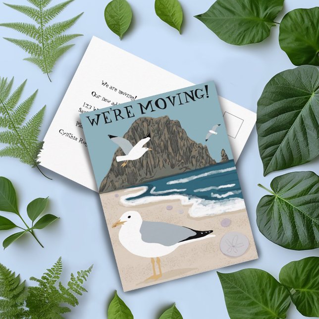 Beach Seagulls Moving Announcement Address Change Postcard (Creator Uploaded)