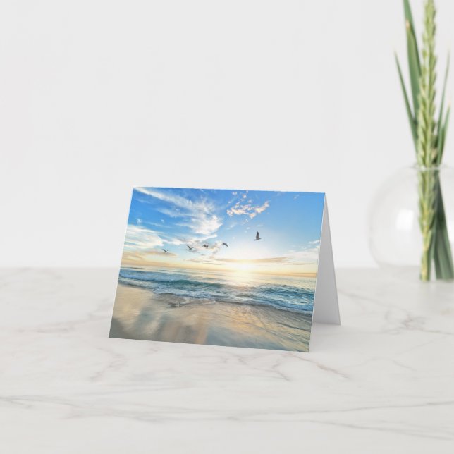 Beach Seagulls Thank You Card (Front)