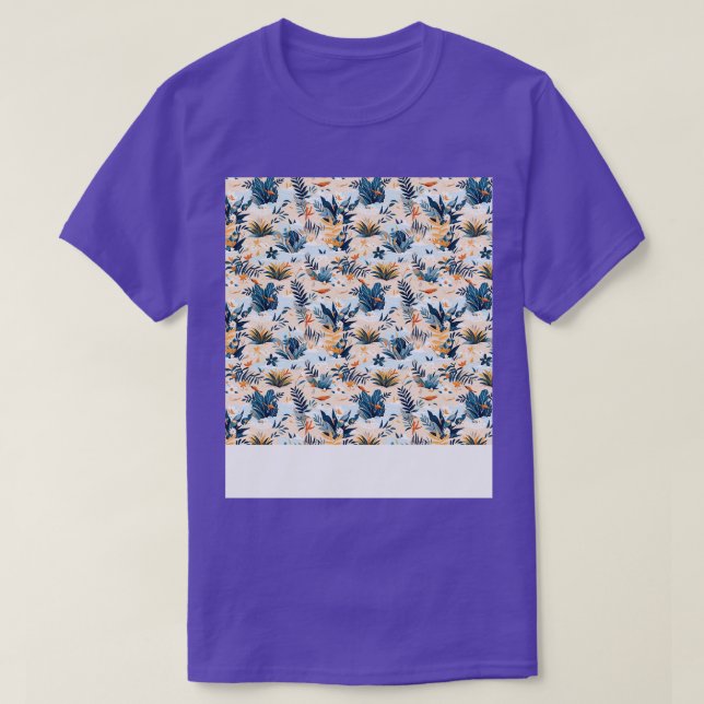Beach Seamless Pattern Summer Palm Tree Waves Coas T-Shirt (Design Front)