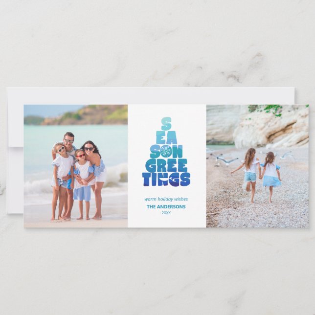 Beach Seas And Greetings Holiday Card (Front)