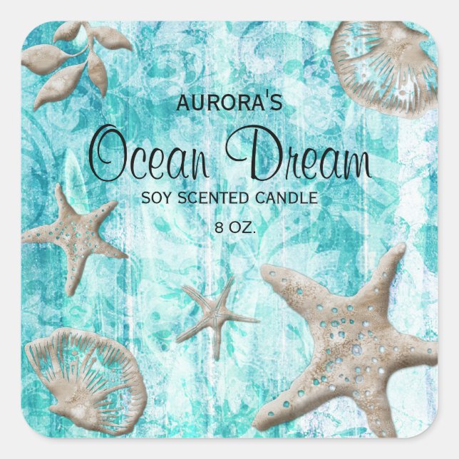 Beach Seashell Candle Product Label Packaging (Front)
