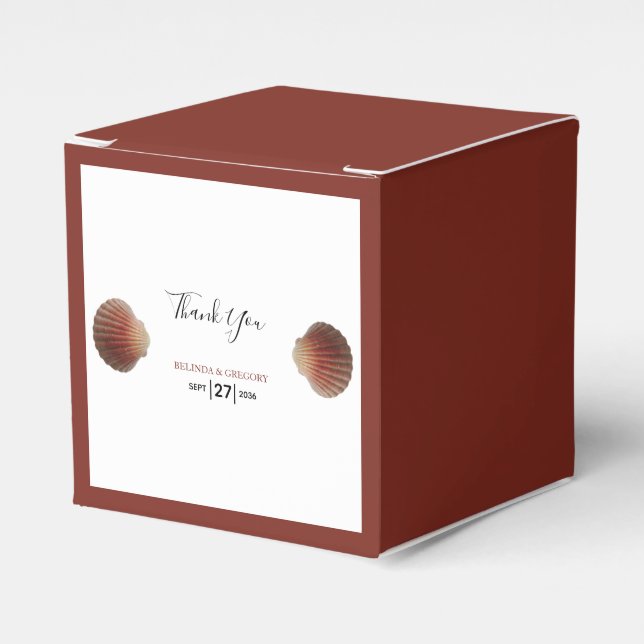 Beach Seashell Clams Wedding Favour Box (Front Side)