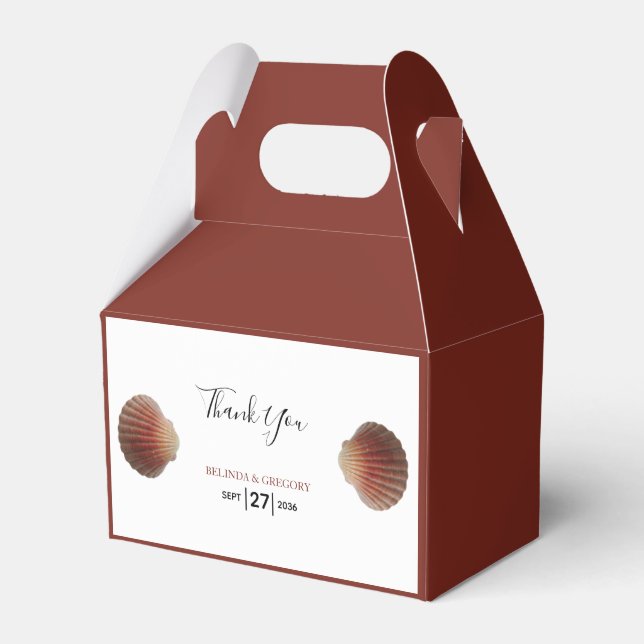 Beach Seashell Clams Wedding Favour Box (Front Side)