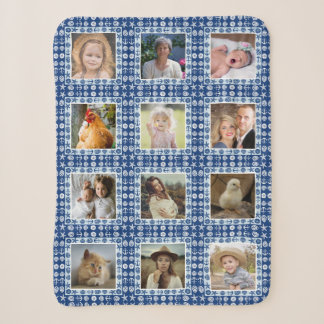 Beach Seashell Faux Quilted Nautical Photo Collage Sherpa Blanket