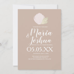 Beach Seashell Pampas Muted Wedding Invitation