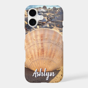 Beach Seashell Photo Custom Name Script Bold