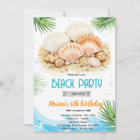 Beach seashell theme invitation