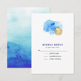 Beach Seashell Watercolor Wedding RSVP Cards