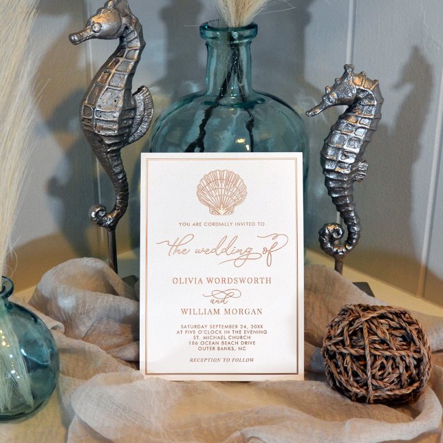 Beach Seashell Wedding Elegant Rose Gold  (Creator Uploaded)