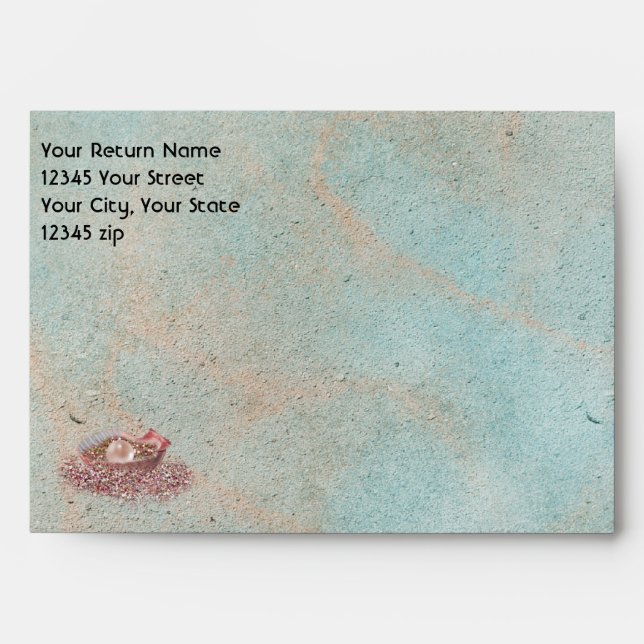 Beach Seashell Wedding Envelopes (Front)