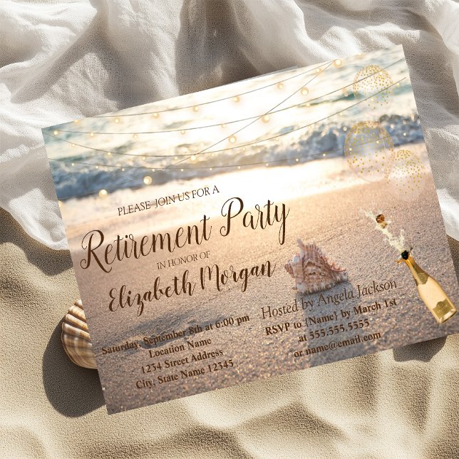 Beach,Seashell,Wine Retirement Party Invitation (Creator Uploaded)