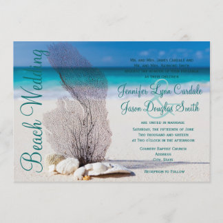 Beach Seashells Destination Wedding Invitations