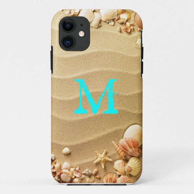Beach Seashells Hawaii Sand Monogram IPHONE 5 Case (Back)