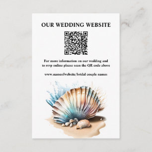 Beach seashells nautical iridescent QR code rsvp Enclosure Card