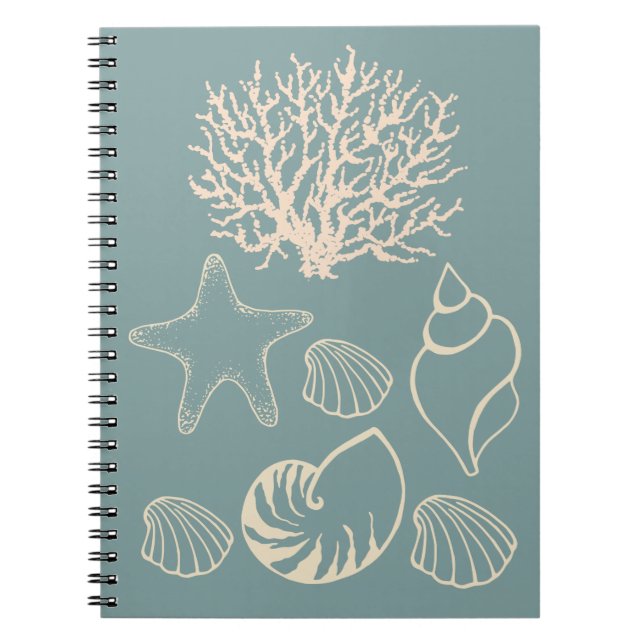 Beach Seashells Nautical Journal Notebook Gift (Front)