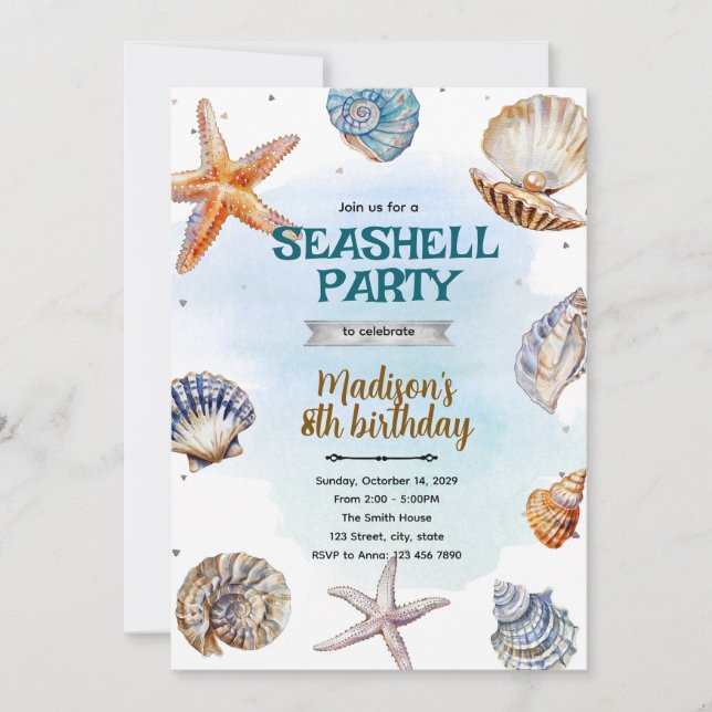 Beach Seashells Party Invitation (Front)