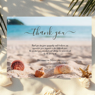 Beach Seashells Photo Celebration Of Life Thank You Card