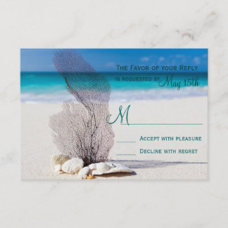 Beach Seashells Sand Destination Wedding RSVP