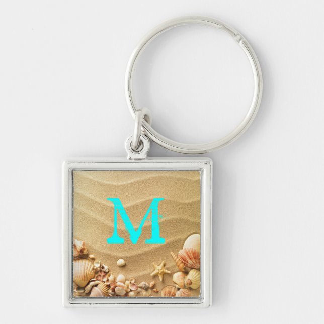 Beach Seashells Sand Hawaii Resort Key Chain (Front)