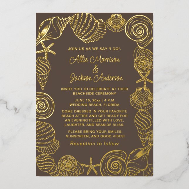 Beach Seashells Sand Seaside Wedding  (Front)