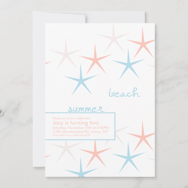 Beach Seashells Summer Party Invitation (Front)