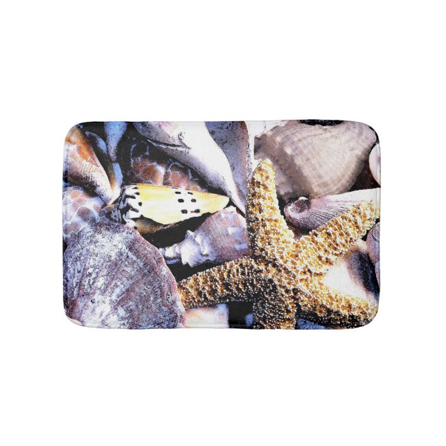 Beach Seashells Theme Bath Mat (Front)