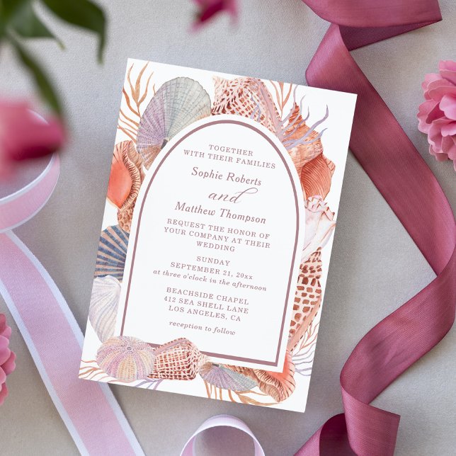 Beach Seashells Watercolor Coastal Chic Wedding Invitation (Creator Uploaded)