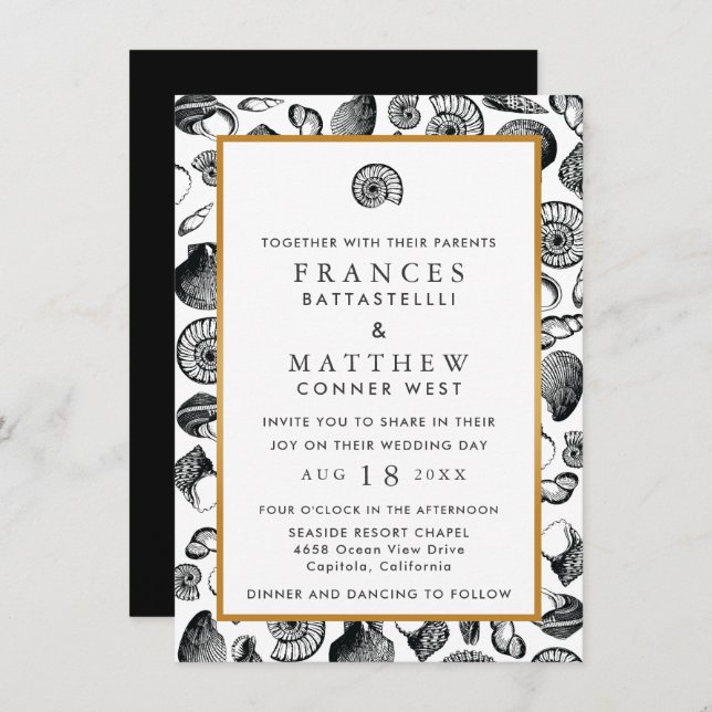 Beach Seashells Wedding Invitation (Front/Back)